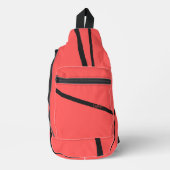 バックラインと名前の付いた赤いベース スリングバッグ (正面)