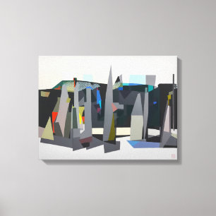 バックランドビーチヨット – ストレッチキャンバスアートプリント キャンバスプリント