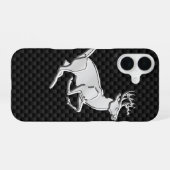 バックランニングのホワイトテール鹿の炭素繊維 iPhone 16ケース (裏面横)