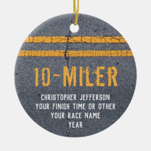 バックランニングレース10 Mile 5kのカスタム写真 セラミックオーナメント (正面)