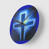 バックリットの青い十字 ラウンド壁時計 (傾斜)