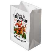 バックルアップスノーフレークロデオカウボーイサンタクリスマス ミディアムペーパーバッグ (正面アングル)