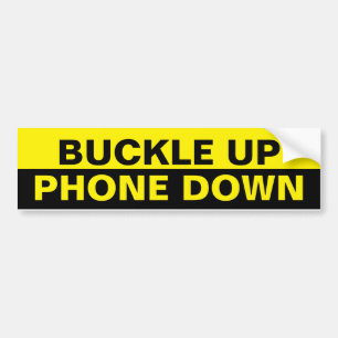 バックルアップ/電話ダウン黒と黄色 バンパーステッカー