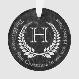 バックレターモノグラムのの初めてのクリスマス オーナメント