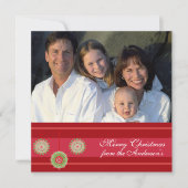 バックレッドオーナメントクリスマスカードのニュースレター 招待状 (正面)