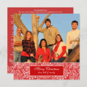 バックレッドクリスマスカーストライプドのニュースレター 招待状 (正面/裏面)