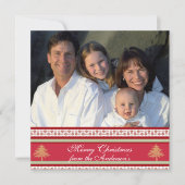 バックレッドダマスクのクリスマスカードにニュースレター 招待状 (正面)