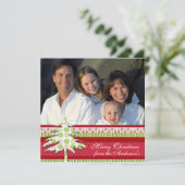 バックレッドダマスクのクリスマスカードにニュースレター 招待状 (スタンド正面)