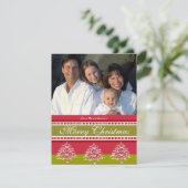 バックレッドダマスクツリーのクリスマスカードにニュースレター 招待状 (スタンド正面)