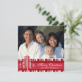 バックレッドフラワーツリークリスマスカードにニュースレター 招待状 (スタンド正面)