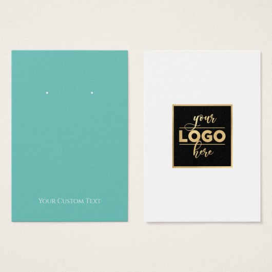 バックロゴティール（緑がかった色）アクアブルーイヤリングディスプレイカード (正面&裏面)