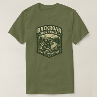 バックロードアイアンガレージTシャツ スクランブラーバイク Tシャツ
