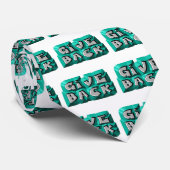 バック与え引用文知恵ティール(緑がかった色)グレー彫り文字 ネクタイ (ロール)