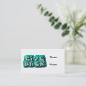 バック与え引用文知恵ティール(緑がかった色)グレー彫り文字 名刺 (スタンド正面)