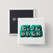 バック与え引用文知恵ティール(緑がかった色)グレー彫り文字 缶バッジ (正面&裏面)