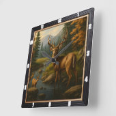 バック威厳のあるフォレストストリーム スクエア壁時計 (傾斜)