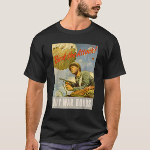 バック攻撃第2次世界大戦米国陸軍空挺師団ヴィンテージ Tシャツ