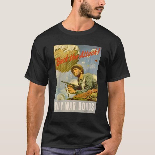 バック攻撃第2次世界大戦米国陸軍空挺師団ヴィンテージ Tシャツ (正面)
