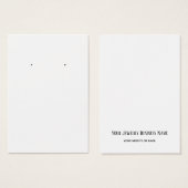 バック文字ホワイトプレーンシンプルカスタムイヤリングカード (正面&裏面)