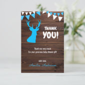 バック素朴テーマ男の子THANK YOU赤ちゃんシャワー サンキューカード (スタンド正面)