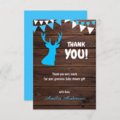 バック素朴テーマ男の子THANK YOU赤ちゃんシャワー サンキューカード (正面/裏面)