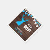 バック素朴ディアウッドテーマブルーボーイベビーシャワー スタンダードカクテルナプキン (角)