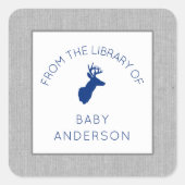 バック赤ちゃんシャワー蔵書票、ベビー初のライブラリ スクエアシール (正面)