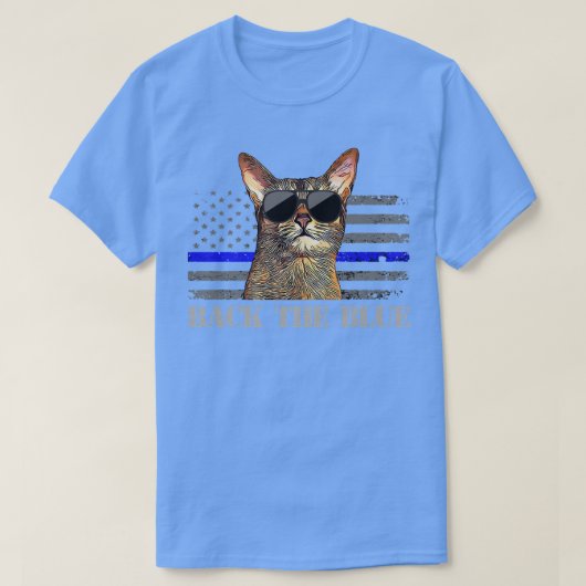 バック青い警察猫シンブルーラインアメリカンF Tシャツ (デザイン正面)