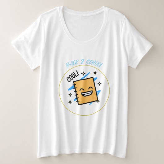 バック2学校クール開始Tシャツ プラスサイズTシャツ (デザイン正面)