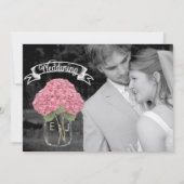 バック・アジサイ・メイソン・ジャー結婚ズの写真 招待状 (裏面)