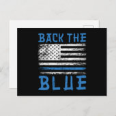 バック・ザ・ブルー・ポリス米国国旗の警官Gi ポストカード (正面/裏面)