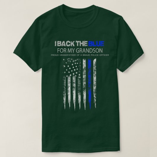 バック・ザ・ブルー・祖父が孫警官を応援 Tシャツ (デザイン正面)