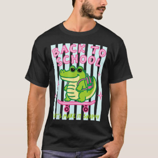 バック・トゥ・スクール 元気にいってみよう 面白いワニ Tシャツ