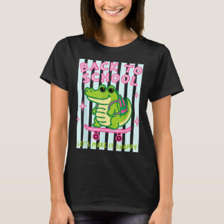 バック・トゥ・スクール 元気にやろうよ 面白いワニ Tシャツ