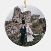 バック&ドウ初めてのクリスマスズパーソナライズされた Mr&Mrs セラミックオーナメント (裏面)