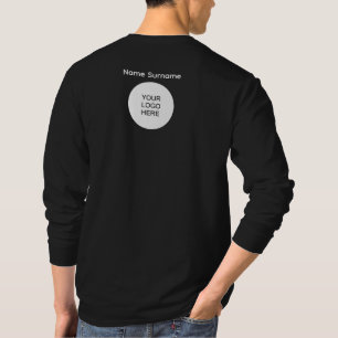 バック&フロントプリントアップロードロゴメニュー長袖 Tシャツ