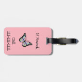 バッグかわいいピンクと蝶と女の子の名前 ラゲッジタグ (裏面横)