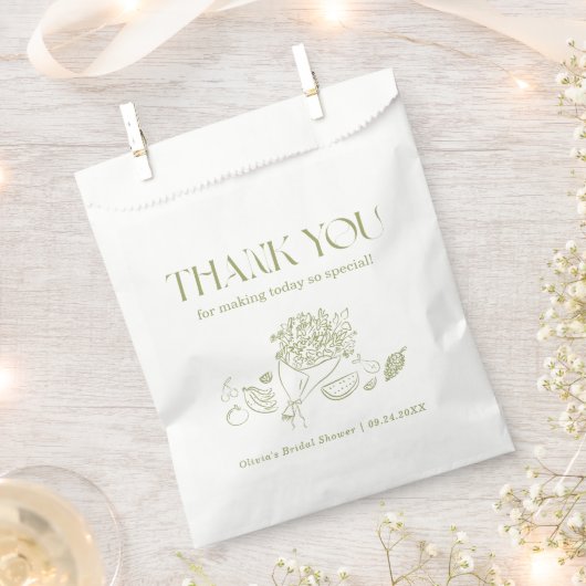 バッグが市場から生まれ変わるのを好むブライダルシャワー フェイバーバッグ (クリップ留めされた状態)