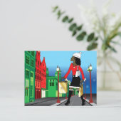 バッグによって服を着せられるファッションの女性のクリスマスのショッピング シーズンポストカード (スタンド正面)