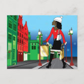 バッグによって服を着せられるファッションの女性のクリスマスのショッピング シーズンポストカード (正面)