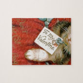 バッグのバレンタインデーのヴィンテージのビクトリアンな猫 ジグソーパズル (横)