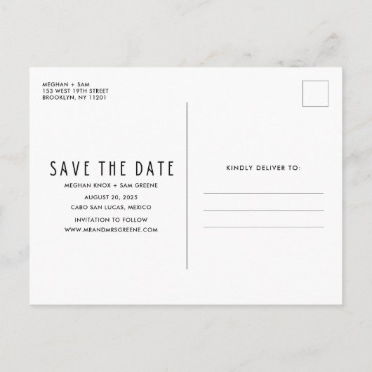 バッグのパックメキシコ地図結婚式保存日 案内ポストカード (裏面)