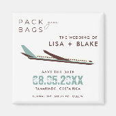 バッグのパック目的地の結婚式の日付を保存 マグネット (正面)
