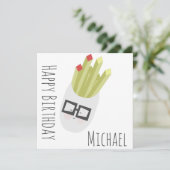 バッグのフリースかわいい漫画誕生日 カード (スタンド正面)