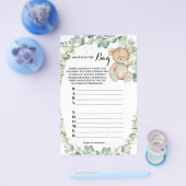 バッグの中身は？ ベアベイビーシャワーゲームカード チラシ (シングル)