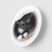 バッグの猫 ラウンド壁時計 (傾斜)