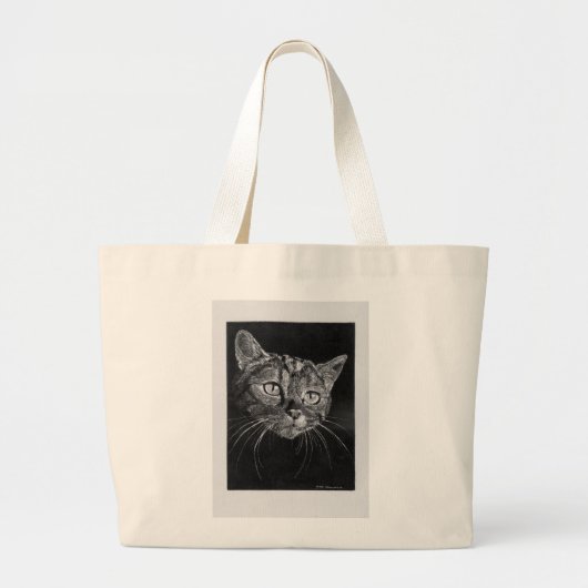 バッグの芸術猫の顔 ラージトートバッグ (正面)