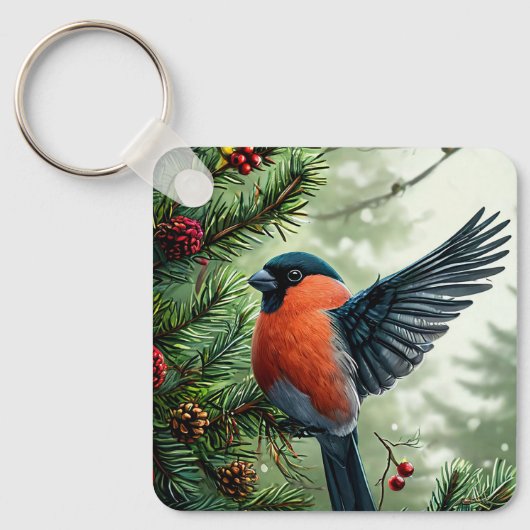 🐦 バッグや鍵のための冬の鳥のアクセント 🎁 キーホルダー (正面)