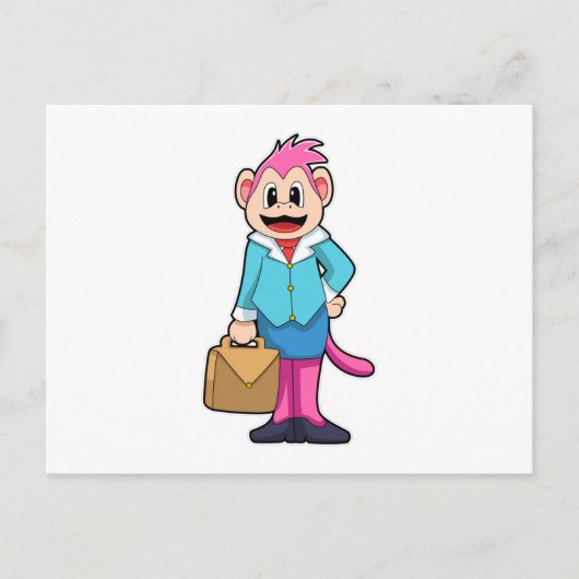 バッグを持つ猿の秘書 ポストカード (正面)