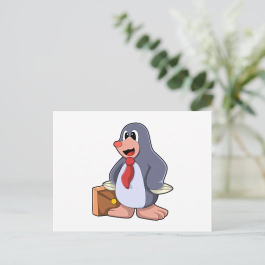 バッグを持つ起業家としてのモグラ ポストカード (スタンド正面)